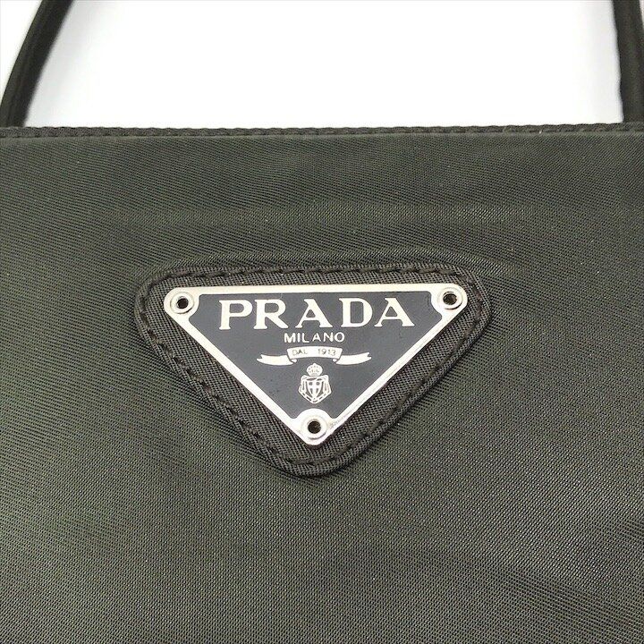 Prada Triangle Logo Nylon Tessuto Tote Khaki Purse Y2k — view 9