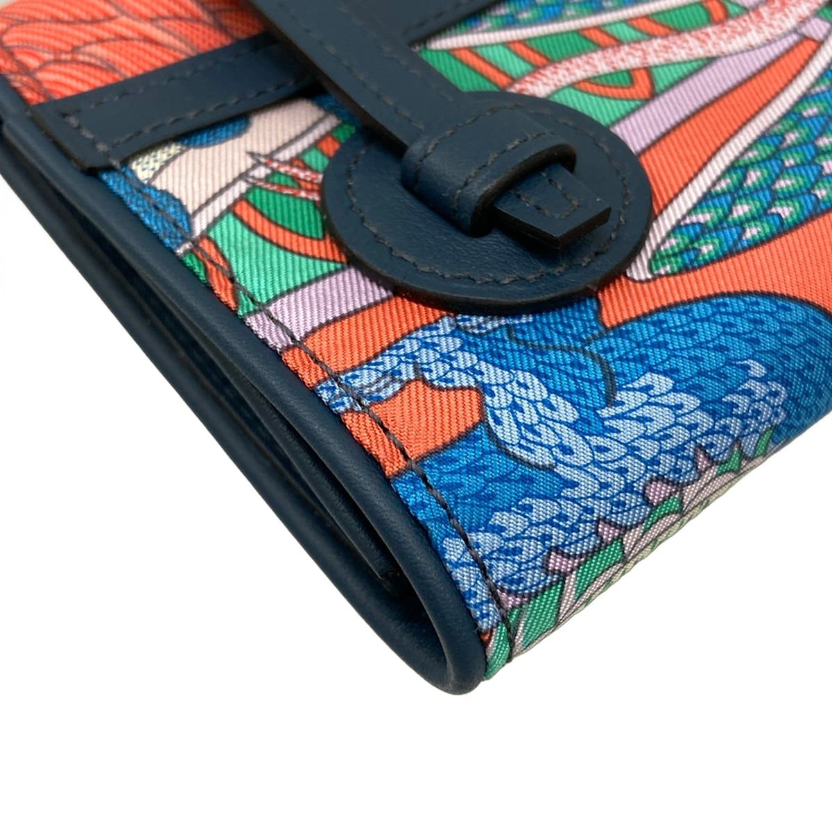 Hermes Coin Case Avec Soie Compact Blue Deplus Animapolis Silver Silk — view 7