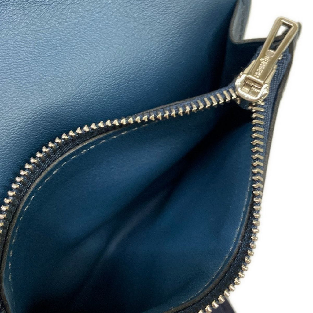 Hermes Coin Case Avec Soie Compact Blue Deplus Animapolis Silver Silk — view 4