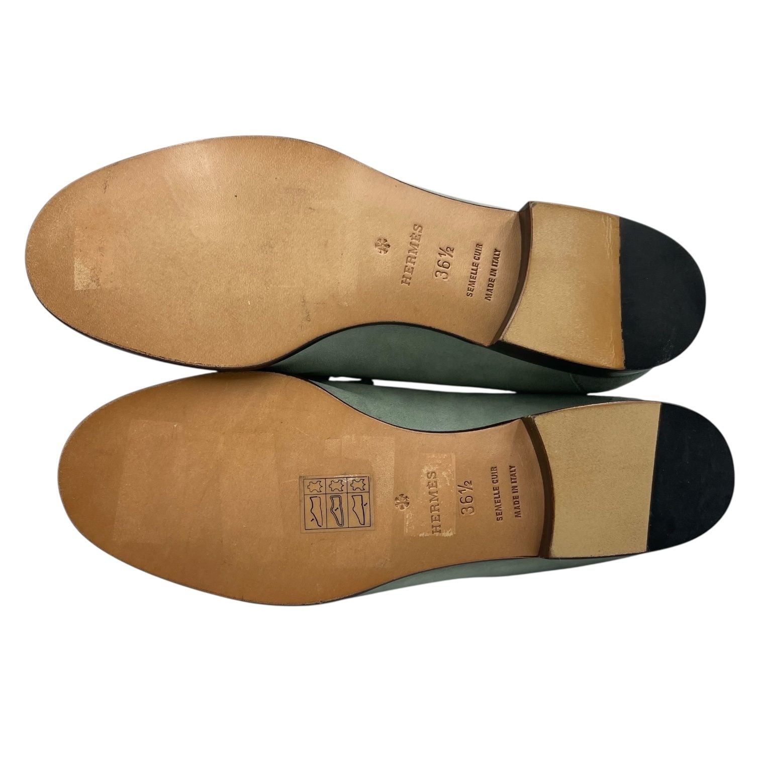 Hermes Loafers Suede Leather Moccasins Constance Mint Green — view 9