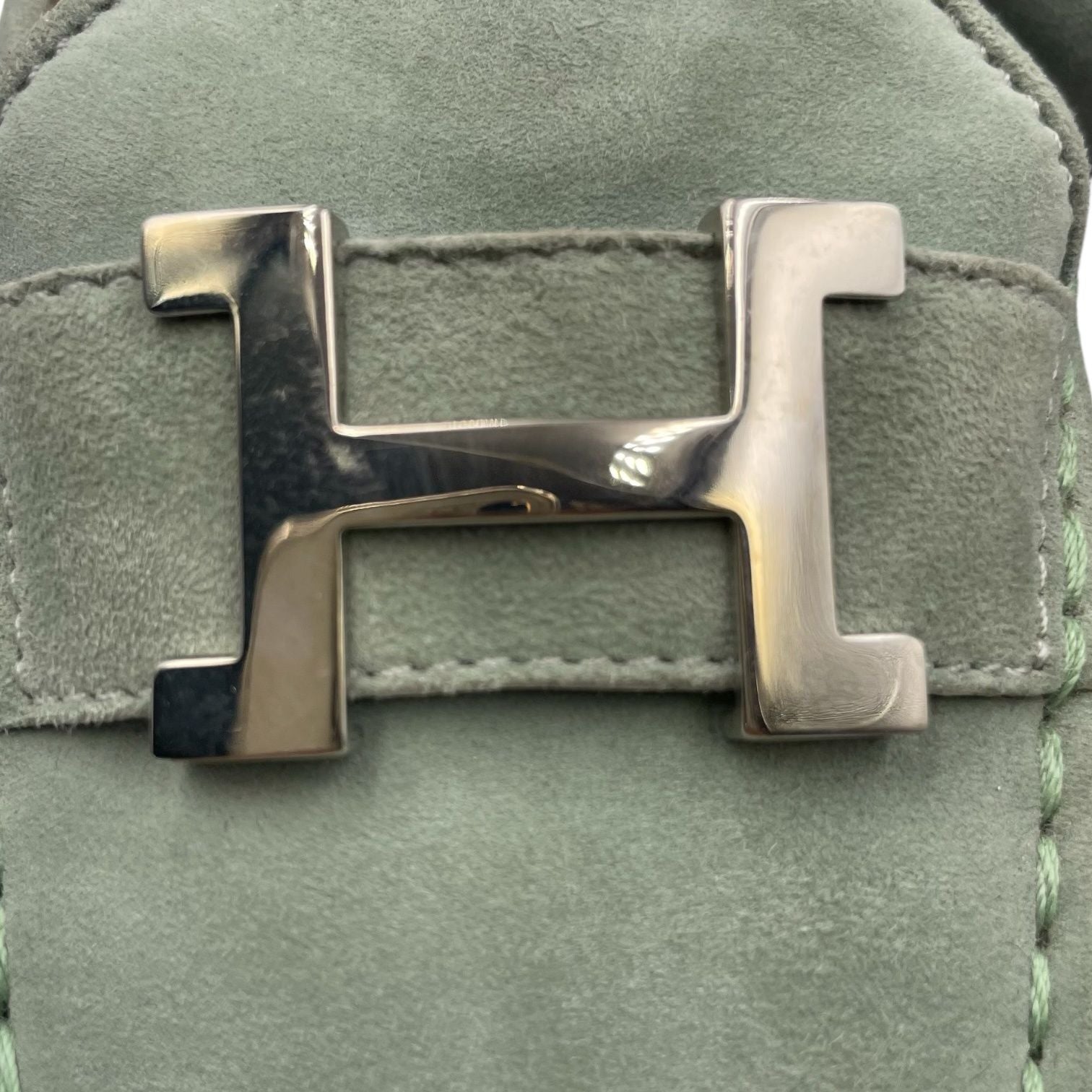 Hermes Loafers Suede Leather Moccasins Constance Mint Green — view 7