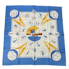 Hermes Scarf Silk Carre 90 Vive les Champions! Viva Soccer Blue