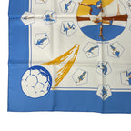 Hermes Scarf Silk Carre 90 Vive les Champions! Viva Soccer Blue — view 5