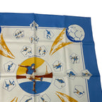 Hermes Scarf Silk Carre 90 Vive les Champions! Viva Soccer Blue — view 4