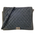 Chanel Shoulder Bag Paris Dallas Boy Dark Navy Chain Vintage Silver Leather
