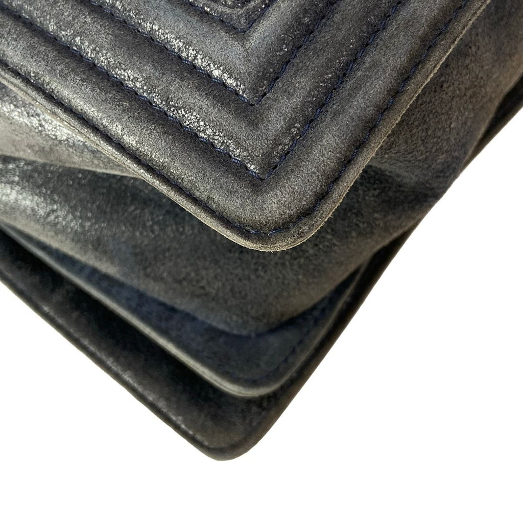 Chanel Shoulder Bag Paris Dallas Boy Dark Navy Chain Vintage Silver Leather — view 8
