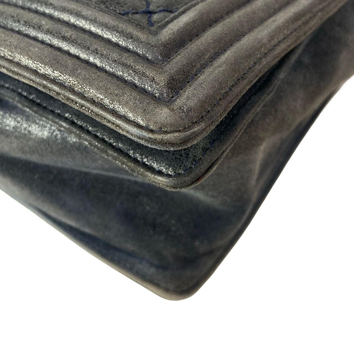 Chanel Shoulder Bag Paris Dallas Boy Dark Navy Chain Vintage Silver Leather — view 6