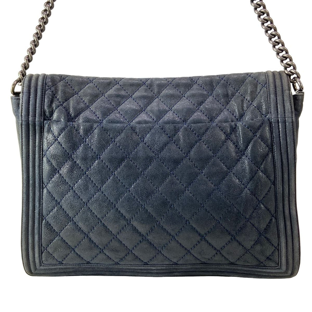 Chanel Shoulder Bag Paris Dallas Boy Dark Navy Chain Vintage Silver Leather — view 3