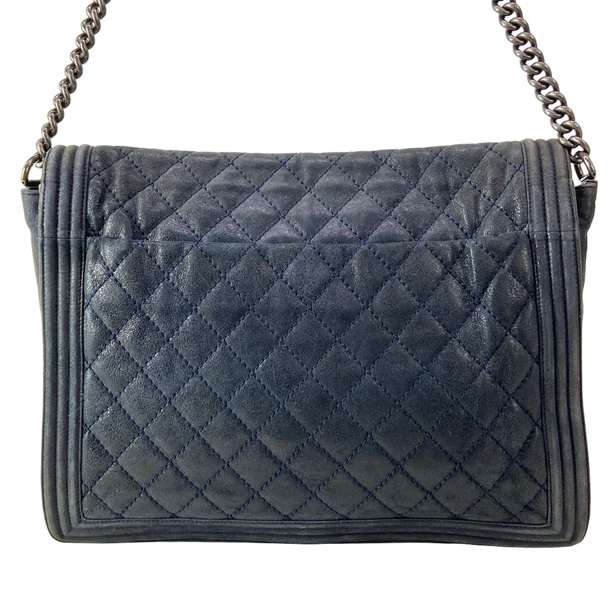 Chanel Shoulder Bag Paris Dallas Boy Dark Navy Chain Vintage Silver Leather — view 3