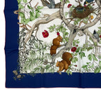 Hermes Carre 90 AU Coeur Des Bois in the Forest Scarf Silk Navy — view 5