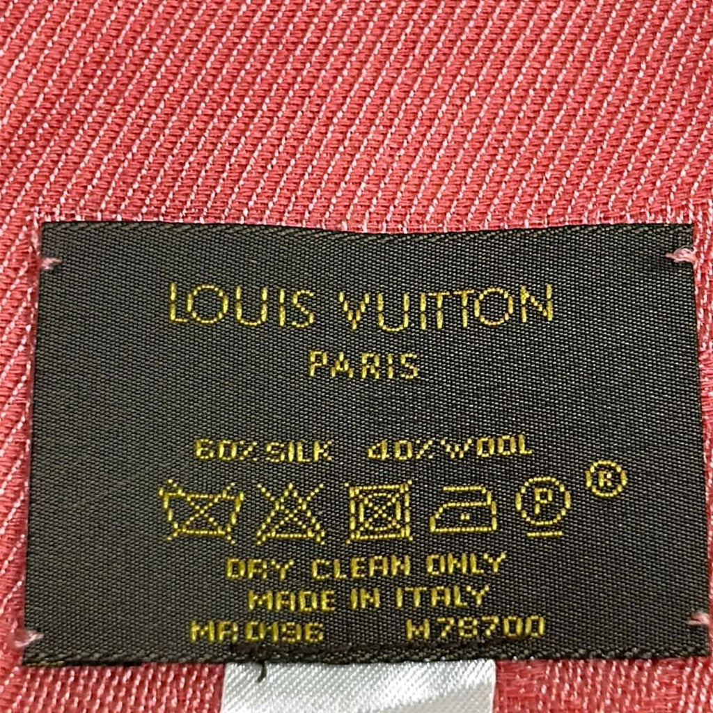Louis Vuitton Shawl Monogram Pink Wool Silk Scarf — view 2
