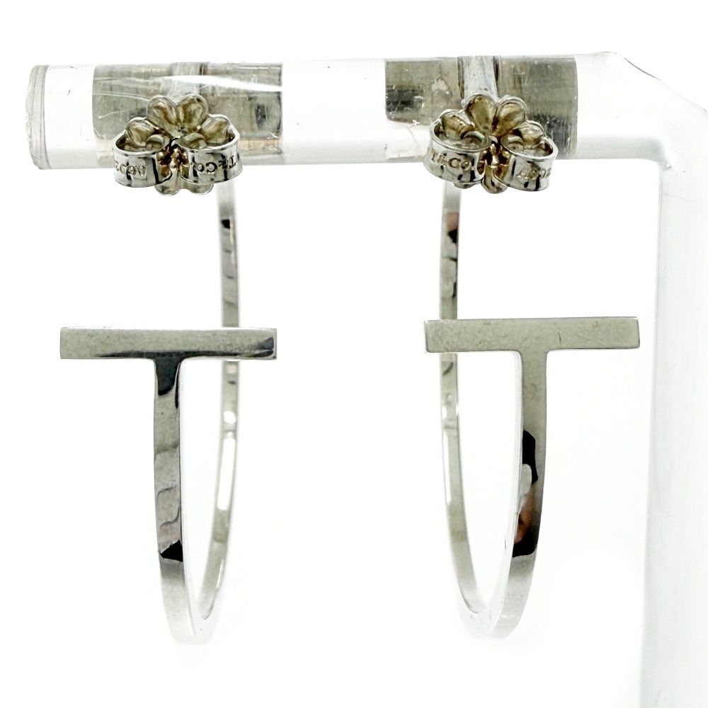 Tiffany & Co Silver T Wire Hoop Earrings — view 4