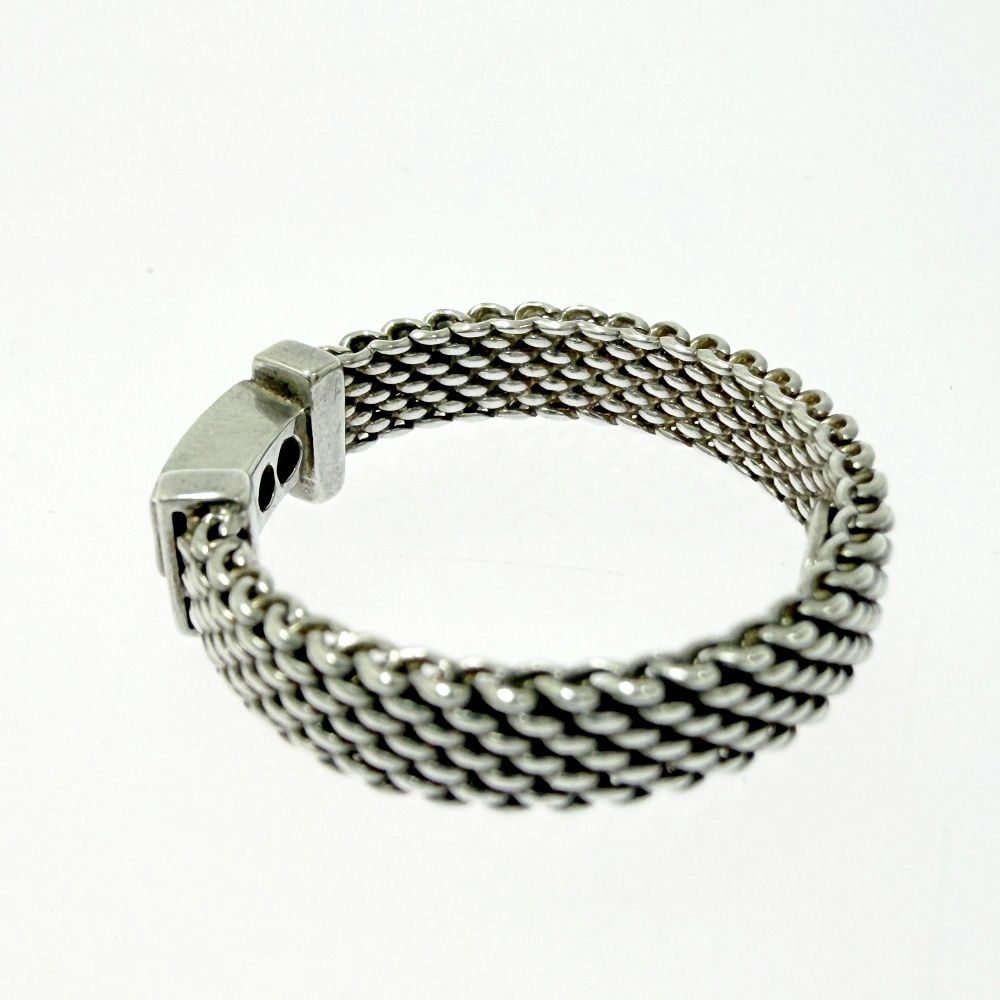 Tiffany & Co Silver Diamond Somerset Mesh Ring