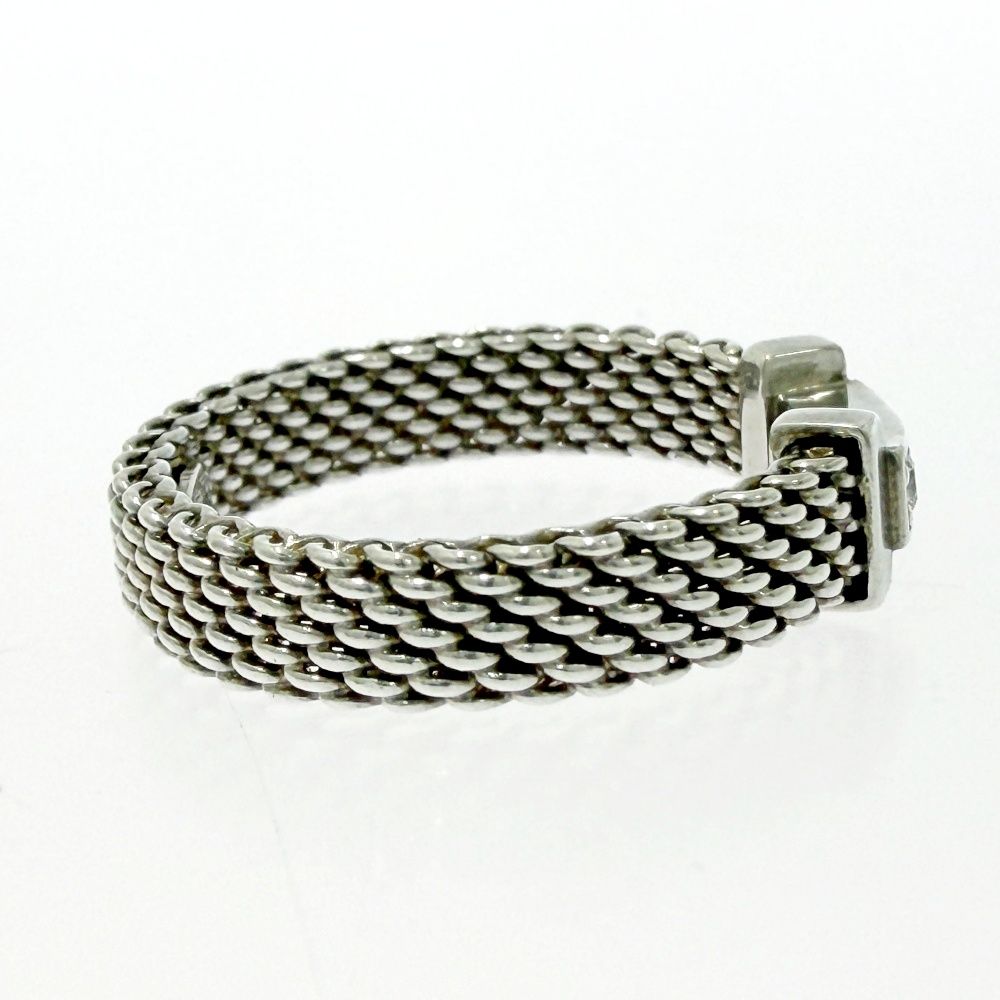 Tiffany & Co Silver Diamond Somerset Mesh Ring