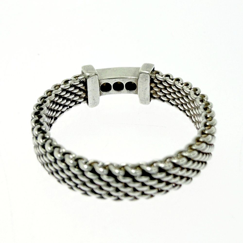 Tiffany & Co Silver Diamond Somerset Mesh Ring — view 9