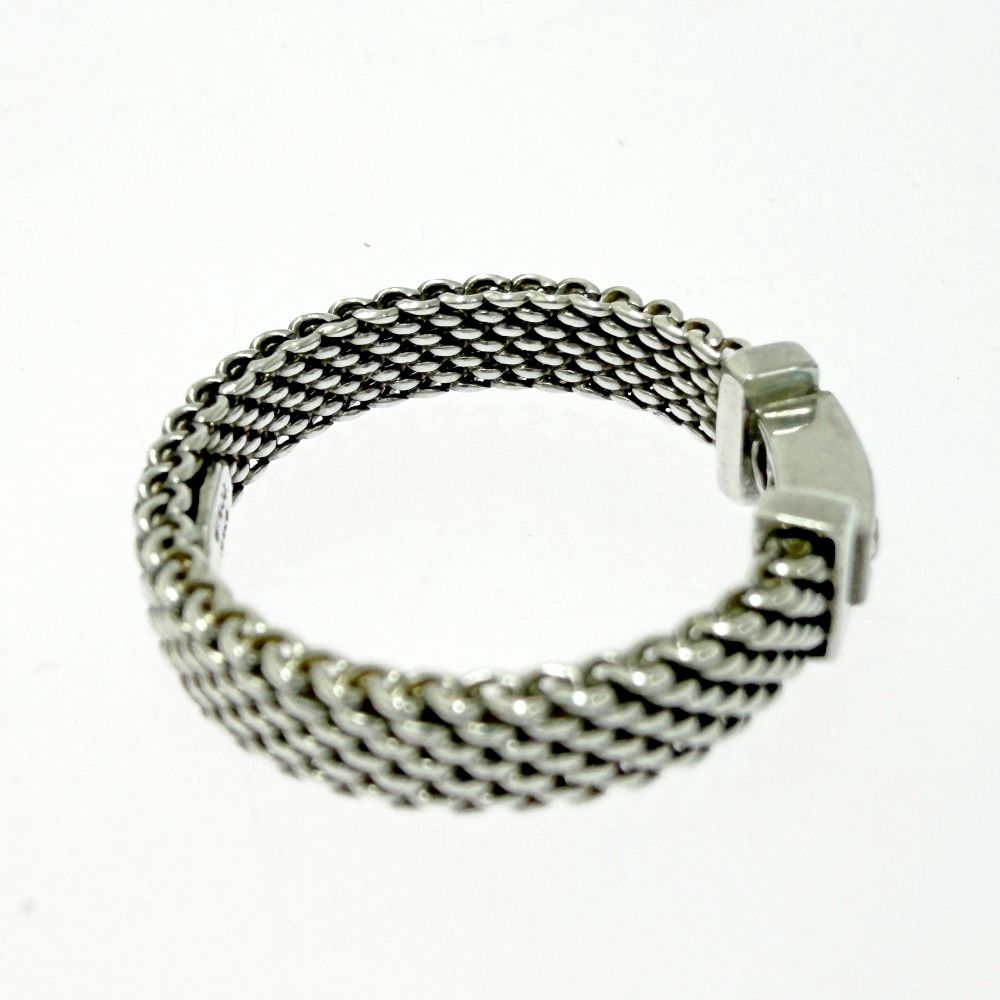 Tiffany & Co Silver Diamond Somerset Mesh Ring