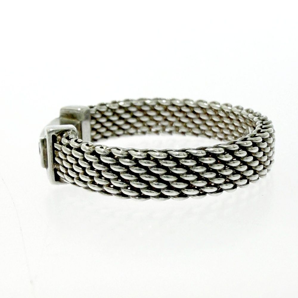 Tiffany & Co Silver Diamond Somerset Mesh Ring