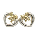 Tiffany & Co Earrings Heart Ribbon Open 925 Sterling Silver 18k Yellow Gold