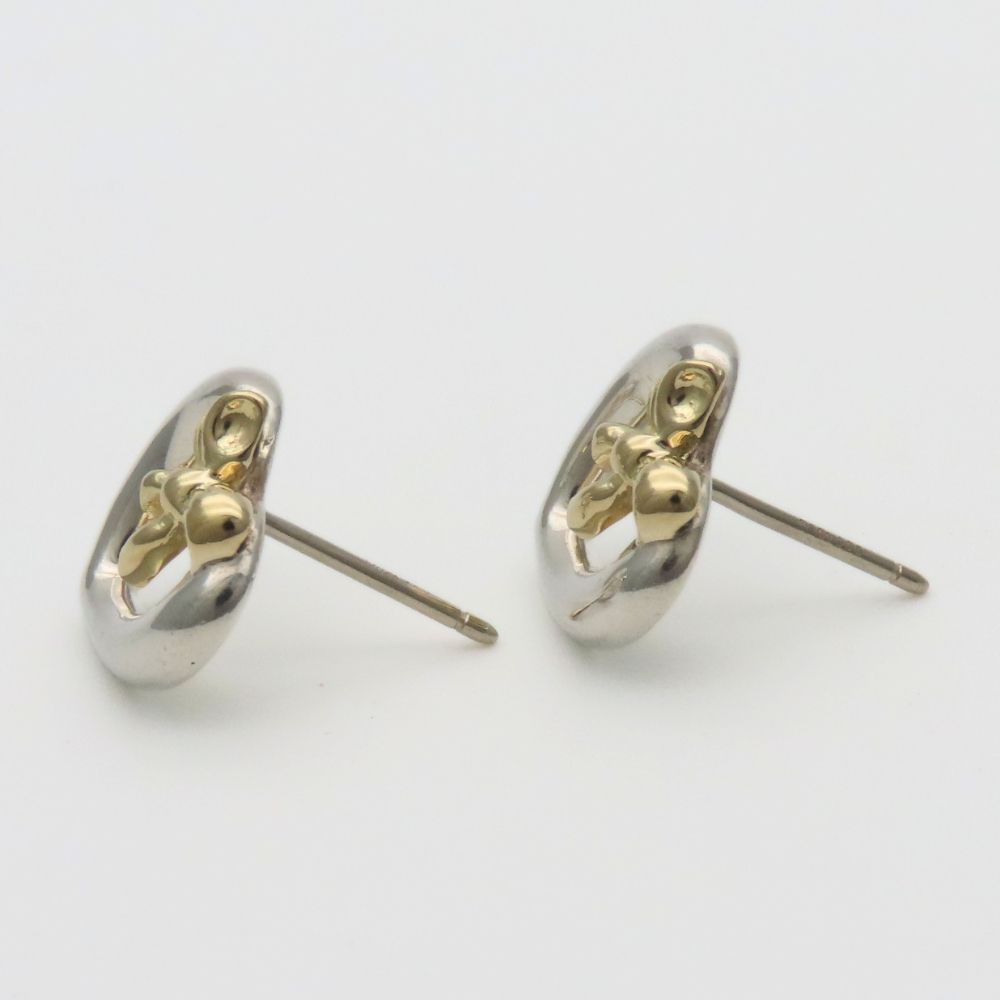 Tiffany & Co Earrings Heart Ribbon Open 925 Sterling Silver 18k Yellow Gold — view 2