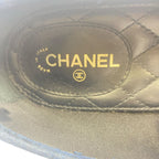 Chanel Loafers Shoes Leather CC Logo Mesh Gold Black — view 6