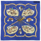 Hermes Carre 90 le Laisser Courre Silk Scarf Navy