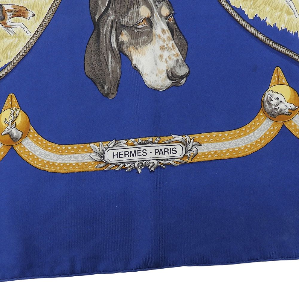 Hermes Carre 90 le Laisser Courre Silk Scarf Navy — view 3