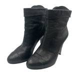 Chanel Short Boots Leather CC Logo Black