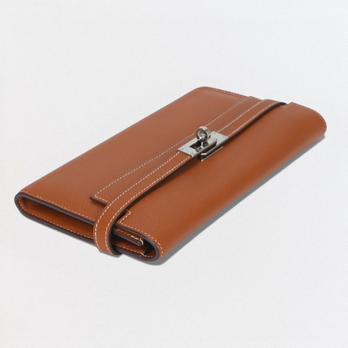 Hermes Kelly Wallet Epsom Gold Brown Silver Veau — view 3