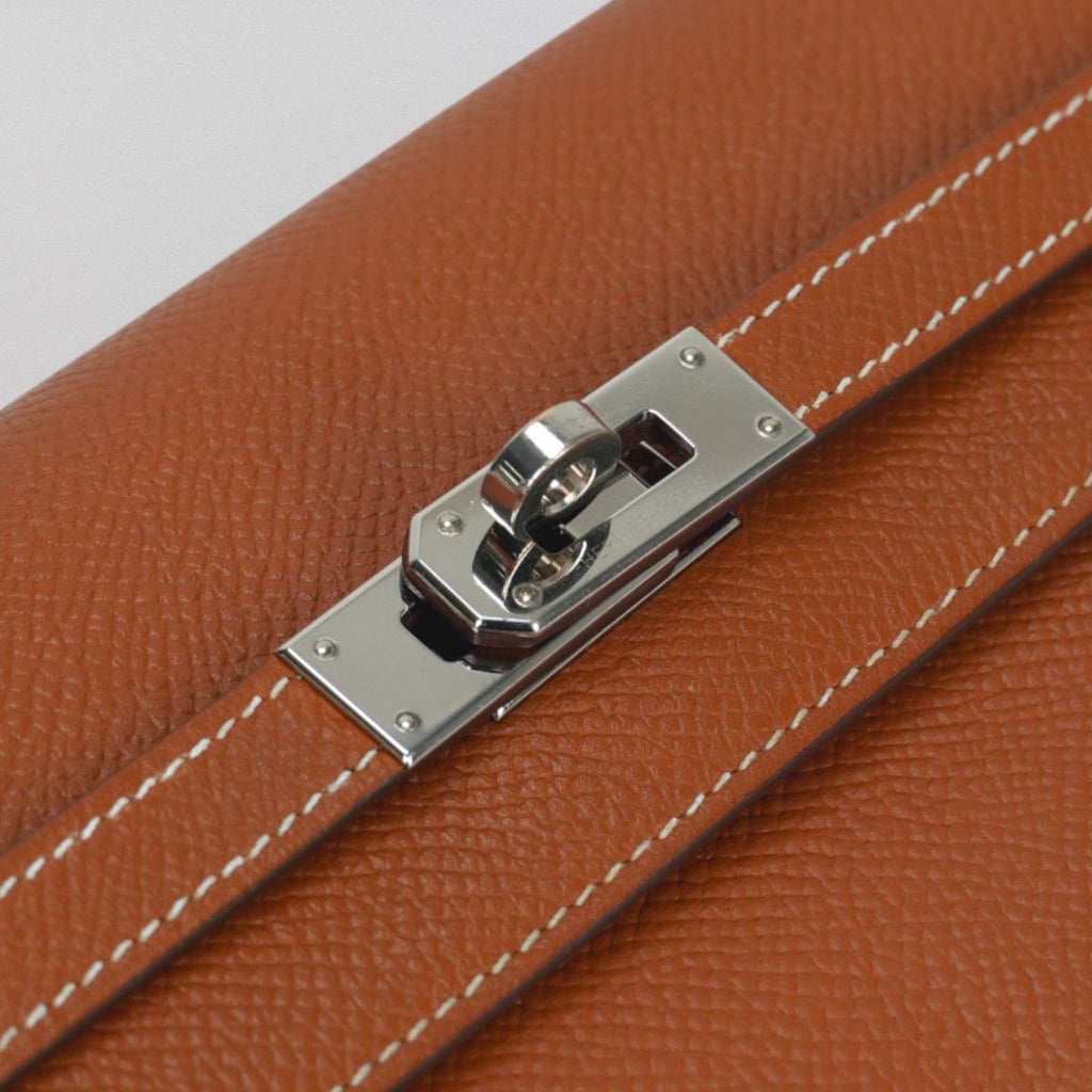Hermes Kelly Wallet Epsom Gold Brown Silver Veau — view 5