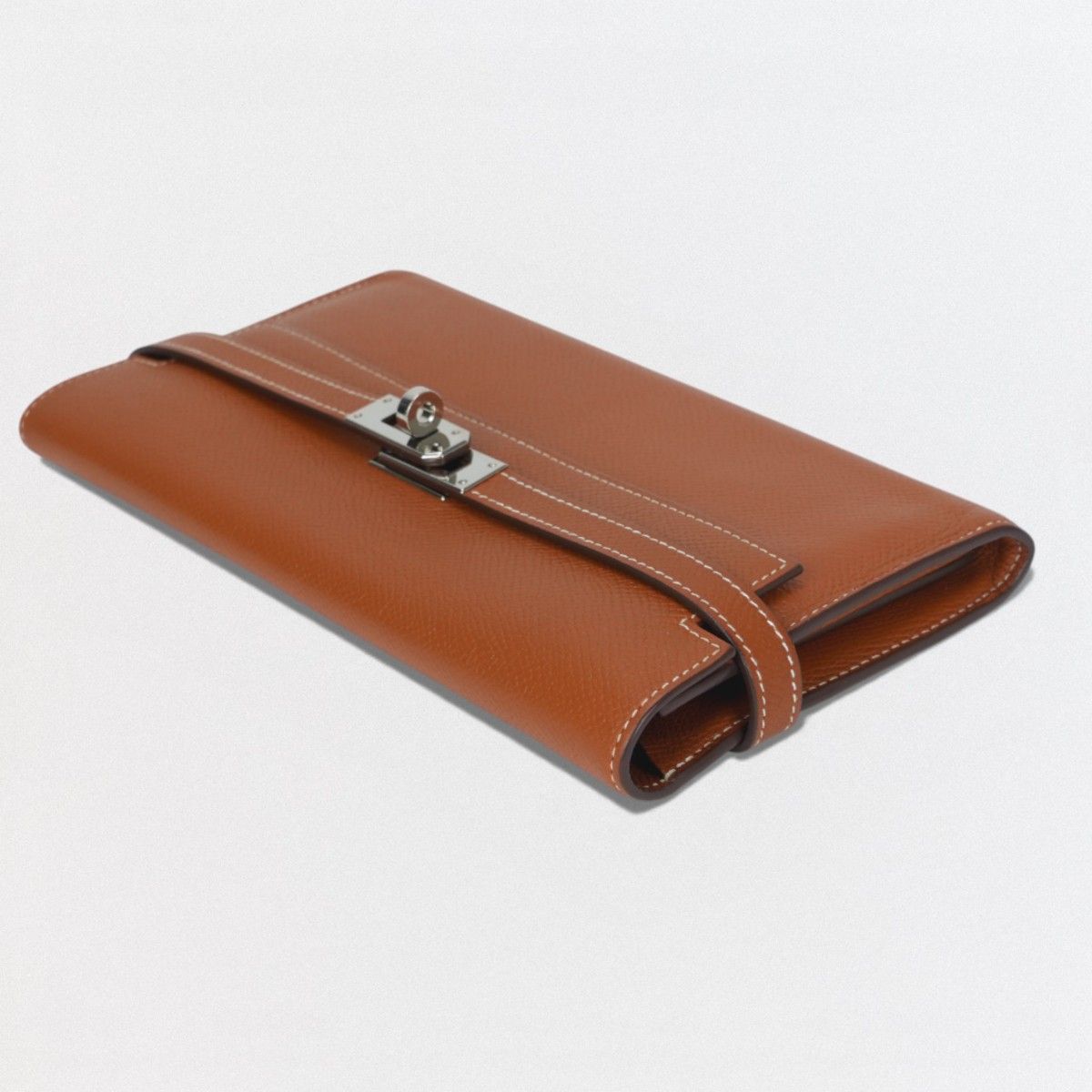 Hermes Kelly Wallet Epsom Gold Brown Silver Veau — view 4