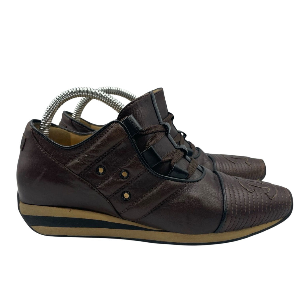 Chanel Sneakers Leather CC Logo Lace Up Brown — view 3