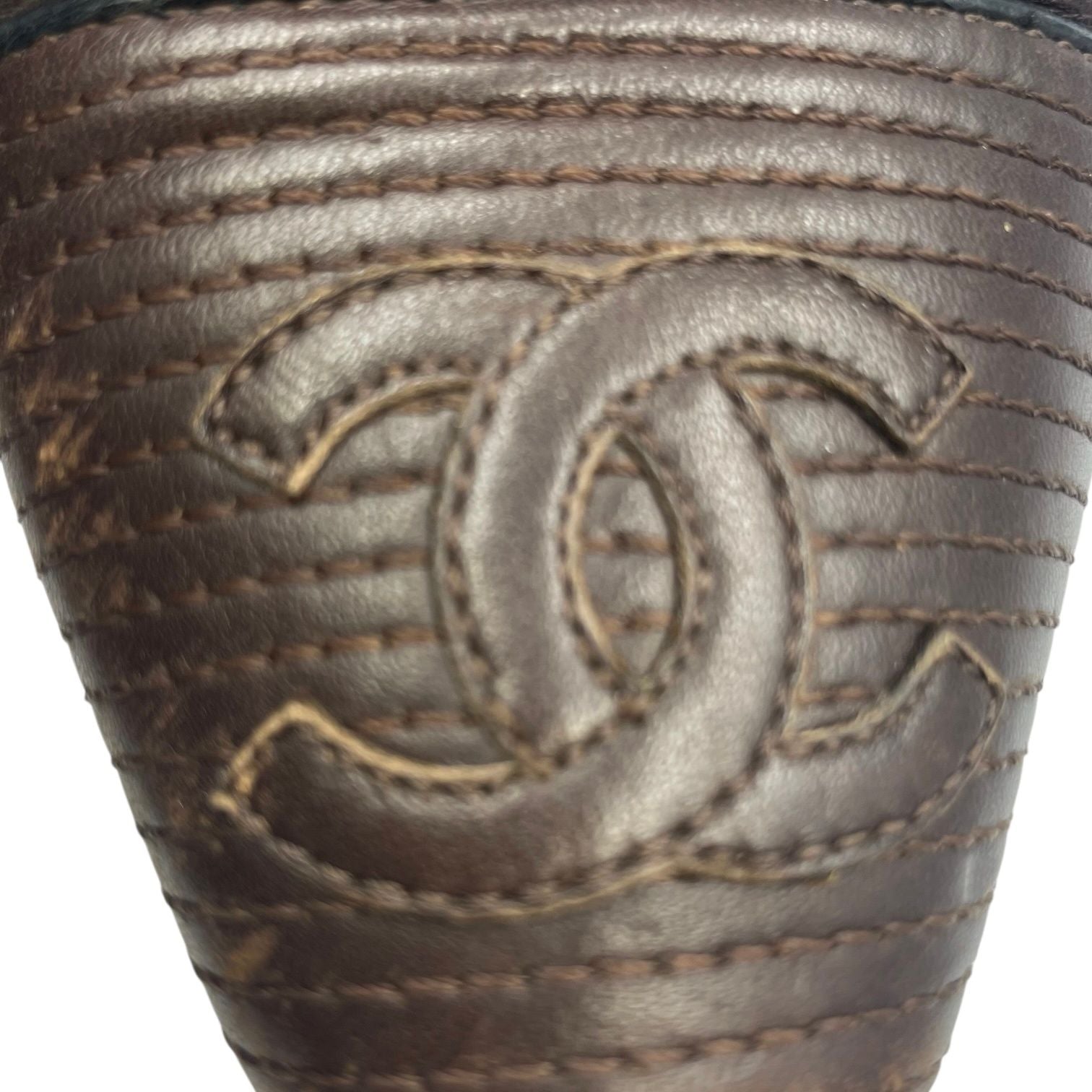 Chanel Sneakers Leather CC Logo Lace Up Brown — view 7