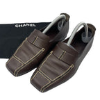 Chanel Loafers Leather CC Logo Brown