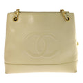 Chanel Lambskin CC Logo Chain Shoulder Bag Beige Jumbo CC Gold Vintage