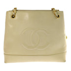 Chanel Lambskin CC Logo Chain Shoulder Bag Beige Jumbo CC Gold Vintage