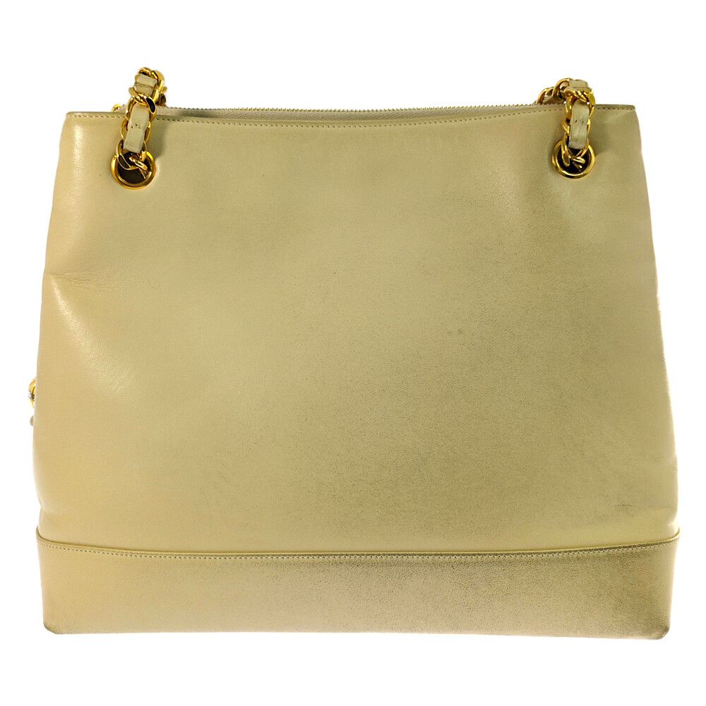 Chanel Lambskin CC Logo Chain Shoulder Bag Beige Jumbo CC Gold Vintage — view 3