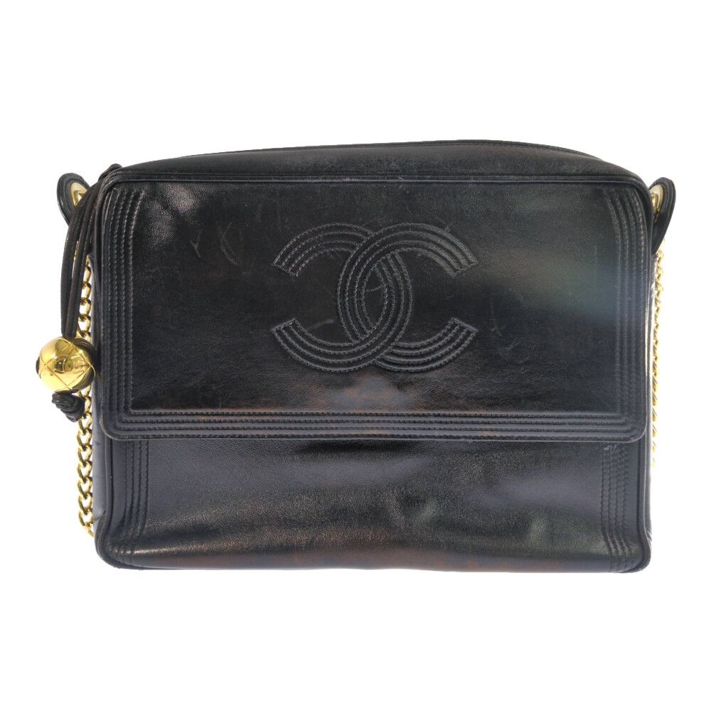 Chanel 1994–96 Lambskin Triple Stitch Chain Shoulder Bag Vintage Ball Charm