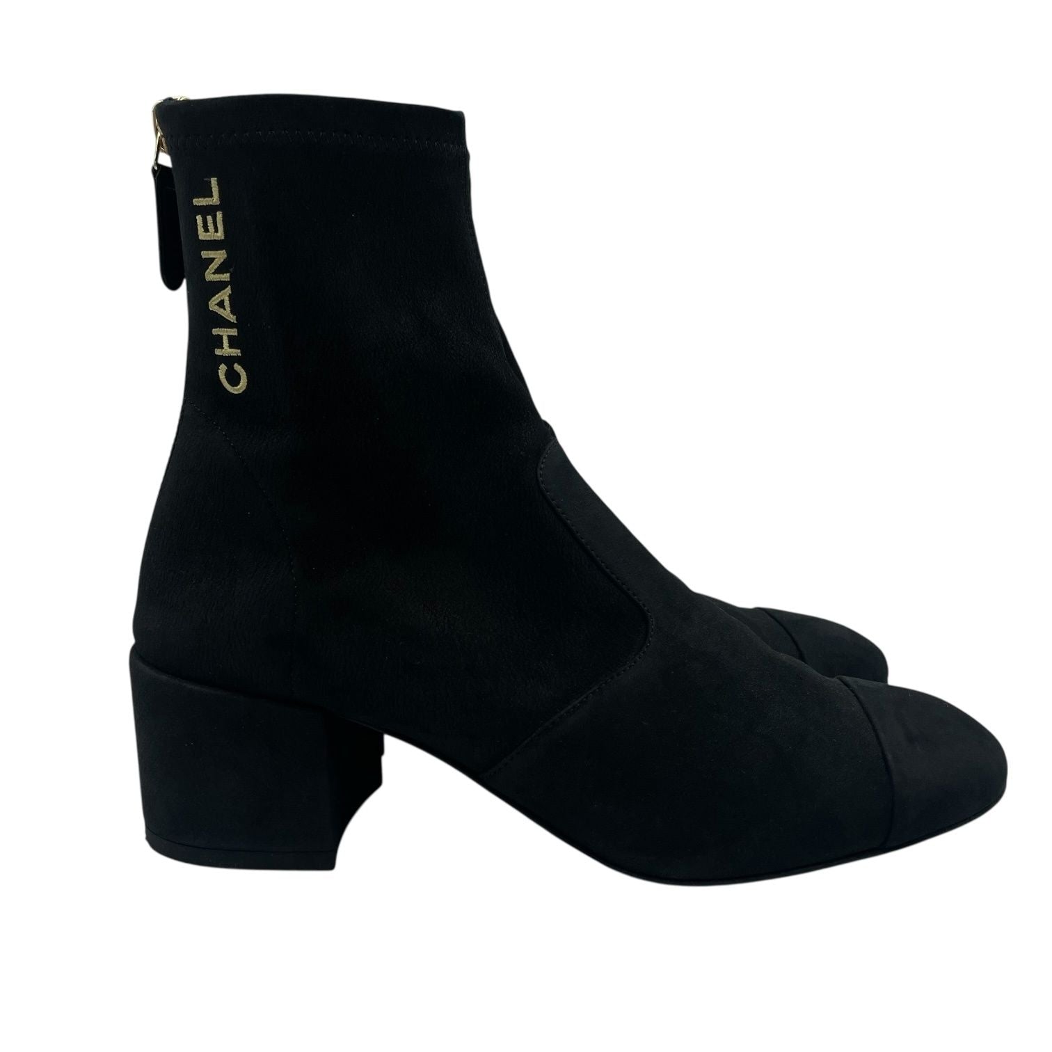Chanel Short Boots Nuba Cles the Embroidery Logo Black — view 3
