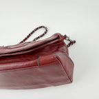Chanel CC Logo Chain Shoulder Bag Leather Red Silver Vintage — view 9
