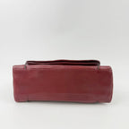 Chanel CC Logo Chain Shoulder Bag Leather Red Silver Vintage — view 7
