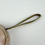 Chanel CC Logo Round Pouch Wristlet New Travel Canvas Leather Beige Vintage — view 8