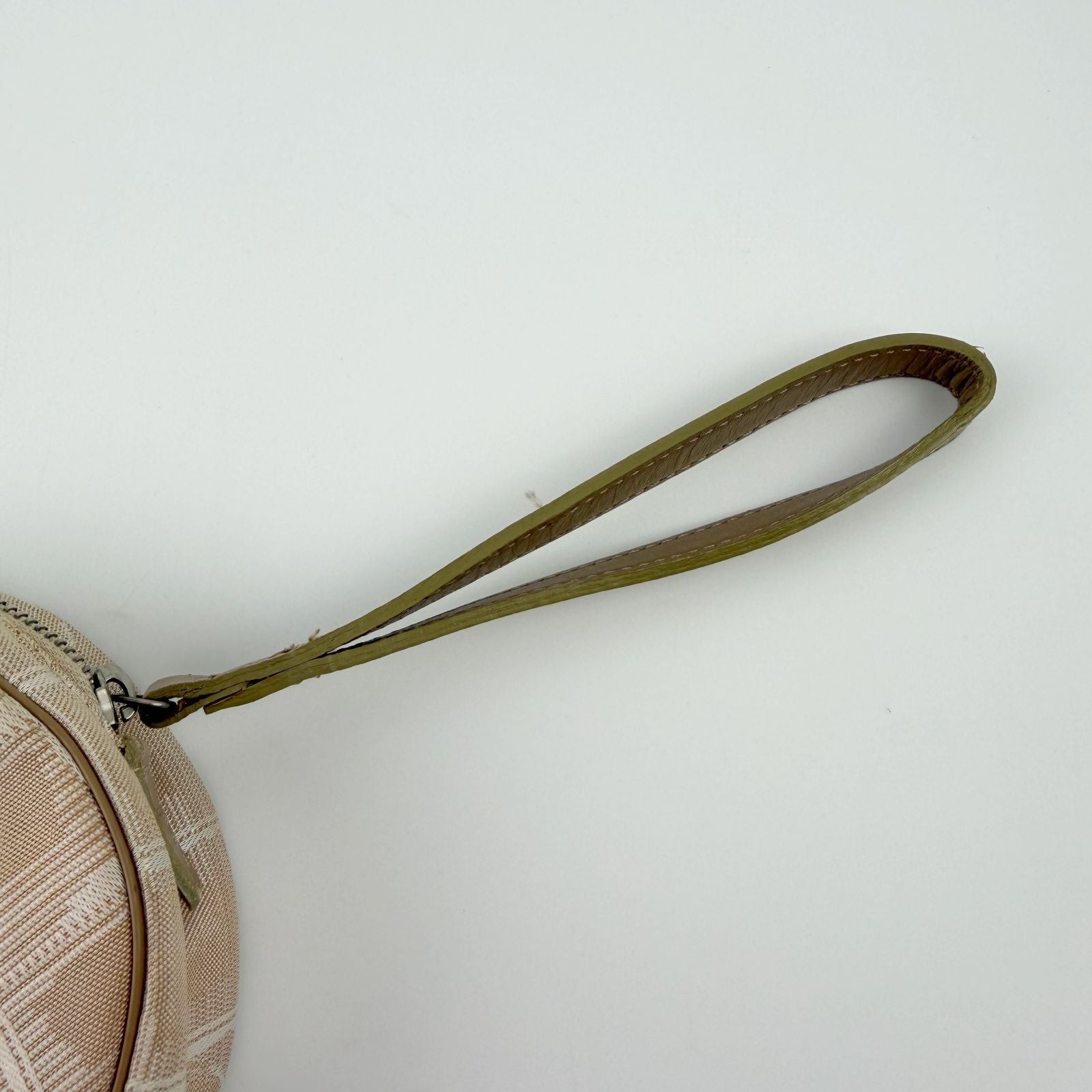 Chanel CC Logo Round Pouch Wristlet New Travel Canvas Leather Beige Vintage — view 8