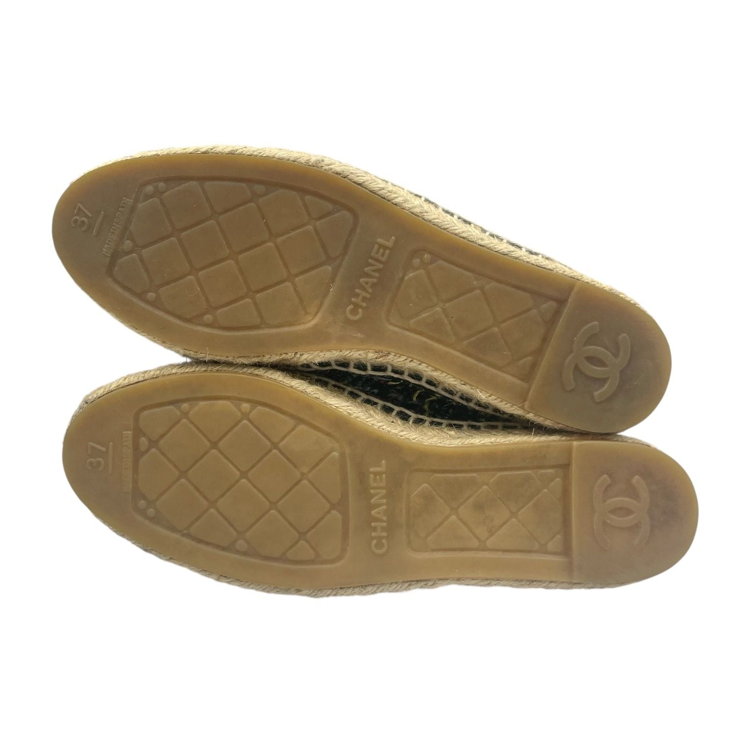 Chanel Espadrille Husse Tweed CC Logo Green Multicolor — view 9