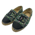 Chanel Espadrille Husse Tweed CC Logo Green Multicolor