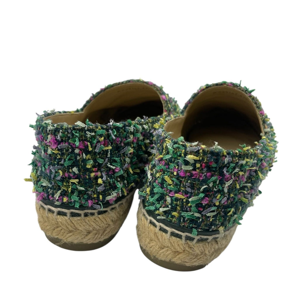 Chanel Espadrille Husse Tweed CC Logo Green Multicolor — view 6
