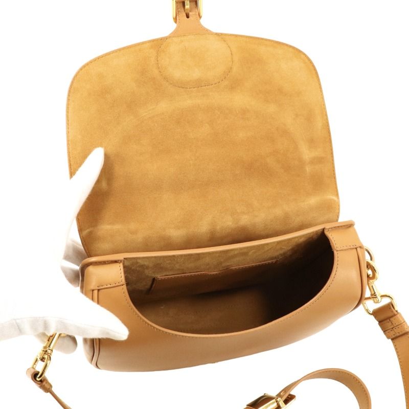 Dior Bobbi Bobby Shoulder Bag Box Calf Skin Brown Gold — view 6