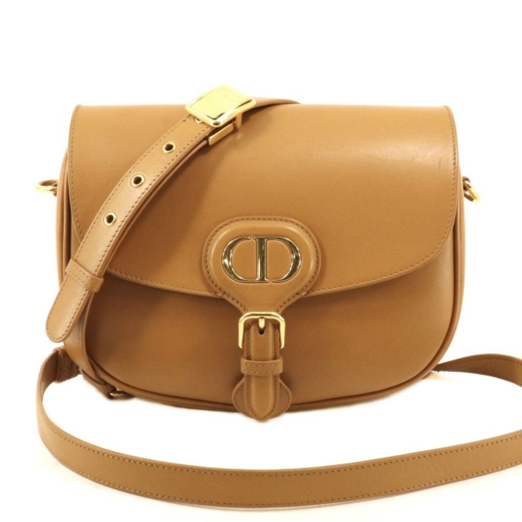 Dior Bobbi Bobby Shoulder Bag Box Calf Skin Brown Gold