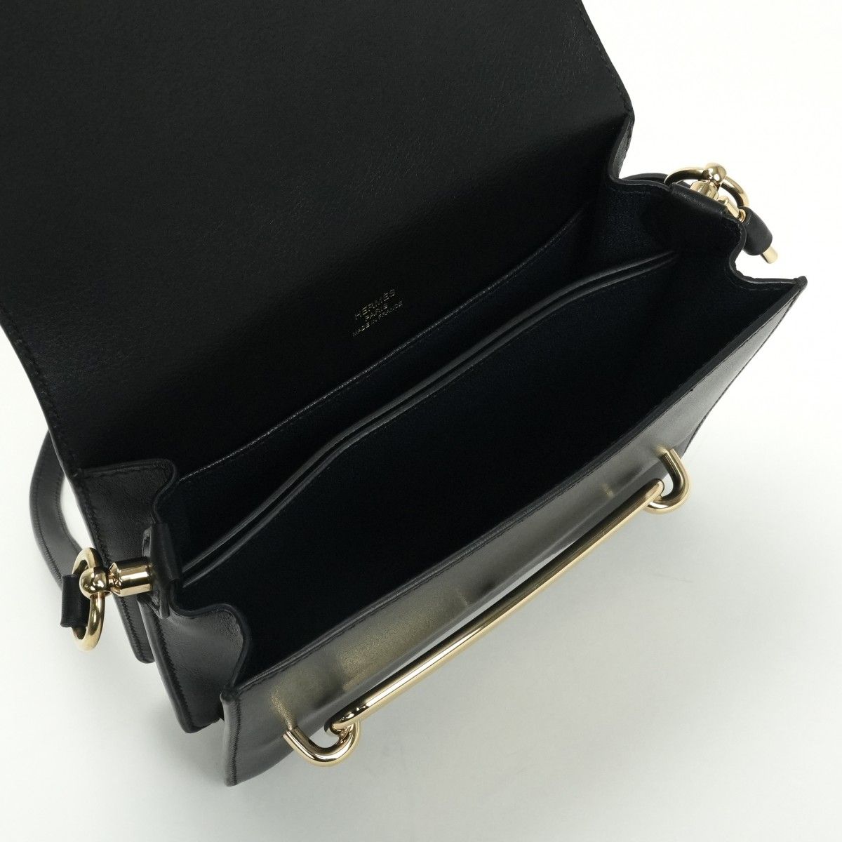 Hermes Sac Roulis Mini Shoulder Bag Color Noir Blue Indigo Black Navy — view 9