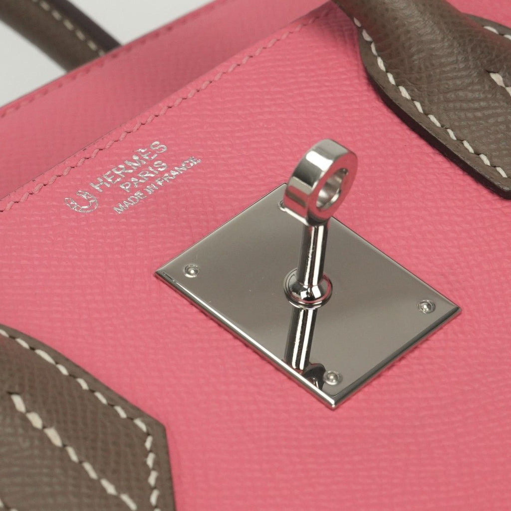 Hermes Birkin 30 Personal Order PO Bicolor Tote Epsom Roseazalee Etoupe Pink — view 8