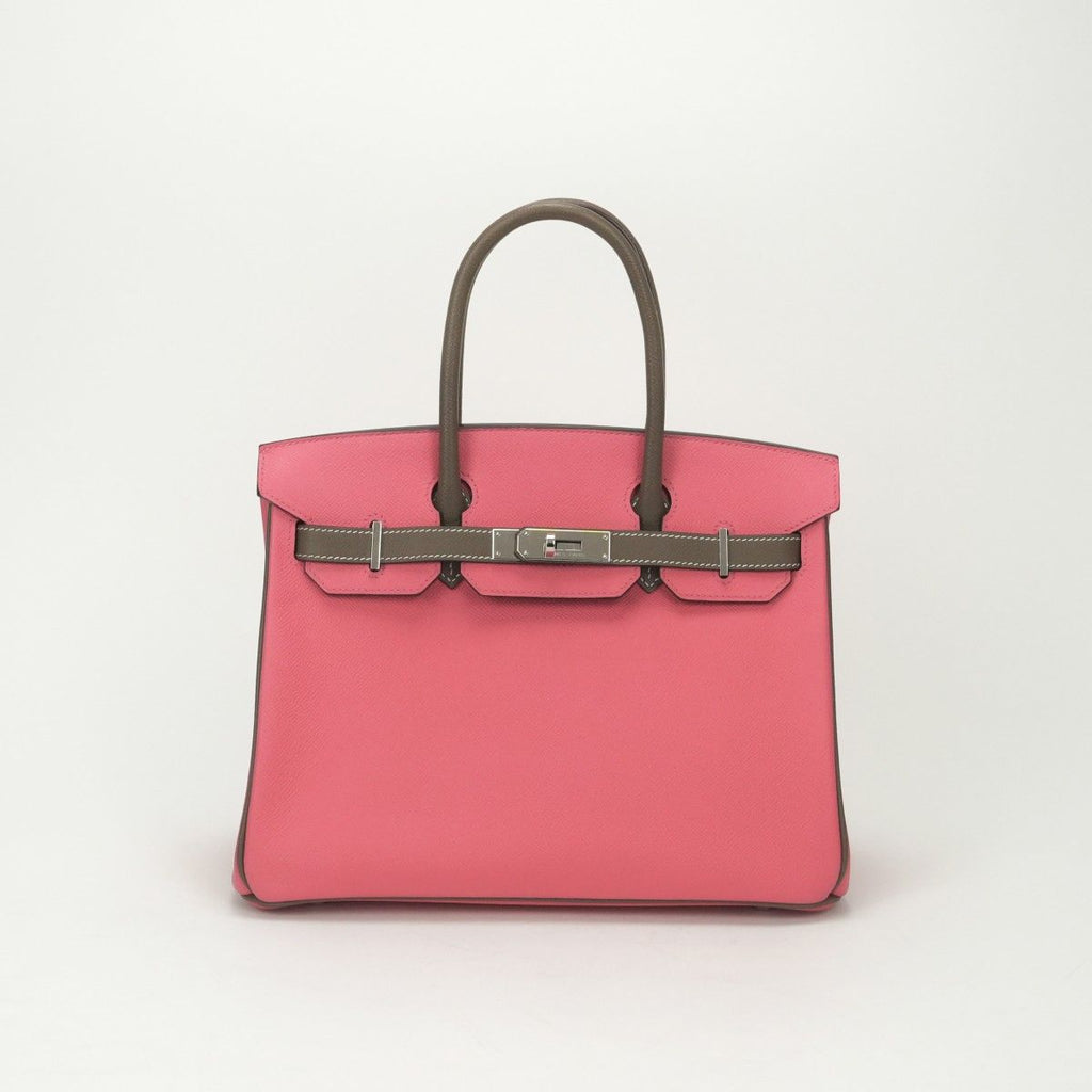 Hermes Birkin 30 Personal Order PO Bicolor Tote Epsom Roseazalee Etoupe Pink
